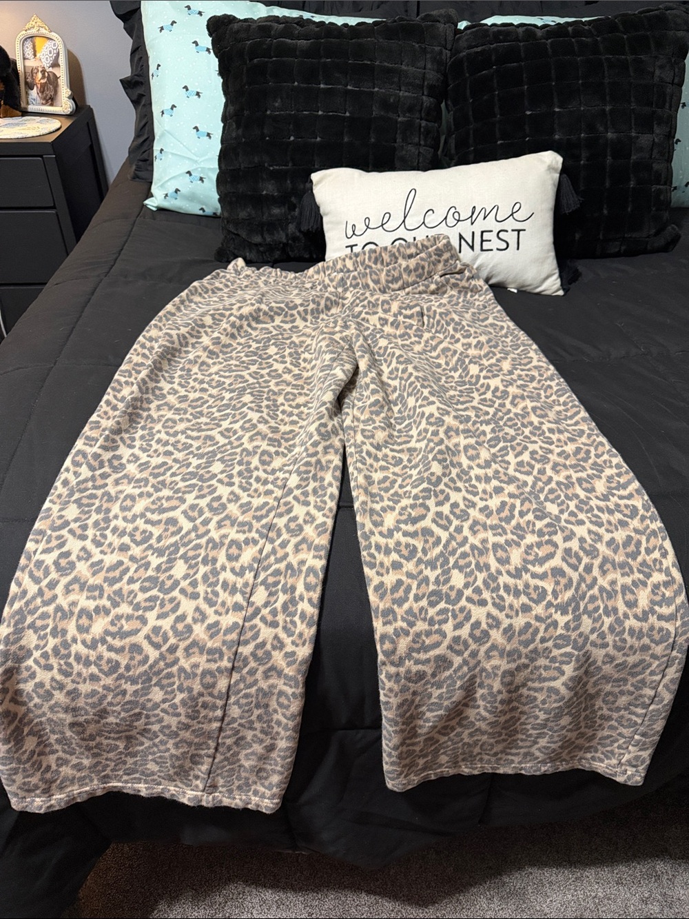 aerie Taupe Leopard Wide Leg Lounge Pants